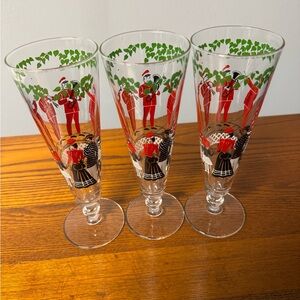 Libbey Brass Band ~ Stemmed Cocktail Glasses Set of 3 ~ Great Condition